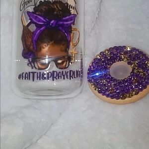 Purple and Gold Rhinestone Tumbler with Lid